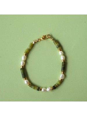 Leylak Yeşim Taşı ve Inci Bileklik