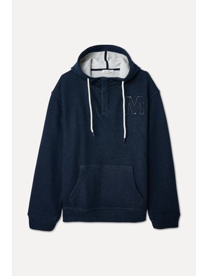 Loose Fıt Nakışlı Kapüşonlu Sweatshırt