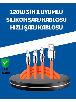 Shopwave 120W Şarj Destekli 3’ü 1 Arada Çoklu Şarj Kablosu – 1.2 Metre