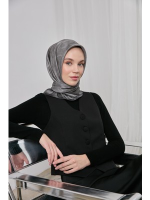 Silk Home Gri Etnik Desen Parlak Shiny Eşarp 75013-13