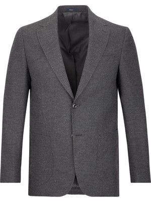 Hatemoğlu Antrasit Comfort Fit Mono Yaka Yünlü Ceket