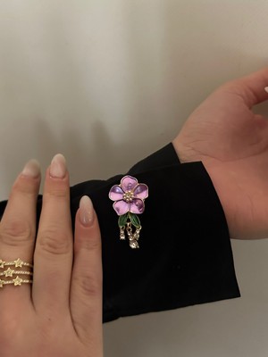 Renda Accessory Renda Mor Menekşe Düğme Kapağı Sallanan Taşlı Trend 1 (Adet)