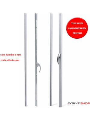 AYRINTISHOP Yeni Nesil Katlanır Cam Balkon Kollu Sistem SOL  8 mm Cama  Uzunluk 162CM