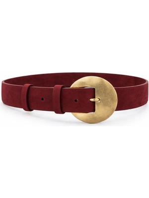 DAYMA Kadın Süet Kemer – Oval Antik Tokalı – 4,5 cm Genişlik