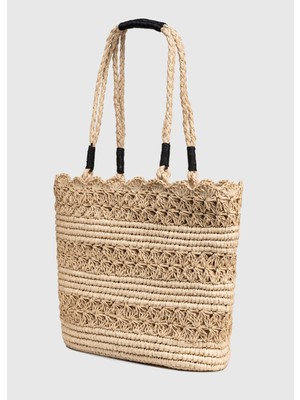 Oggo Örgü Saplı Hasır Omuz Çantası