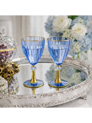 Hubart Aurelia Gold Ayaklı Mavi Cam Bardak Seti 6’lı – Şık Sunum & Lüks Sofra