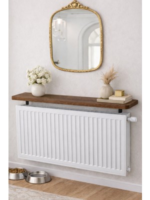 Oval Kesim Petek Üstü Uçan Raf Dresuar Kalorifer Peteği Rafı Kitaplık 60 x 18 cm Atlantik Çam