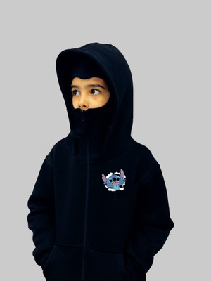 Kar Maskeli Çocuk Hırka Oversize 3 Iplik