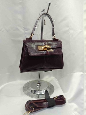 Zynp Kadın Rugan Gold Tokalı Mini El ve Omuz Çantası