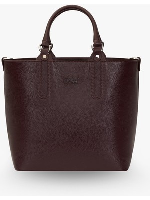 Elia Hakiki Deri Kadın Askılı El ve Omuz Çantası Bordo