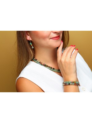 Aventurin ve Turmalin Taşlı  Bileklik