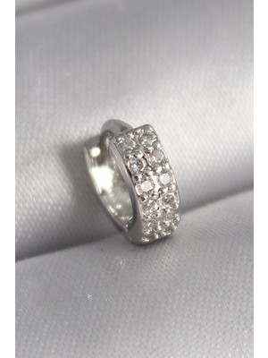 MiraLive 316L Çelik Gümüş Renk Zirkon Taşlı Tragus Piercing - TJ-PR1305