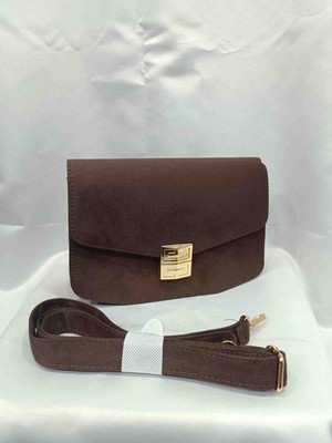 Zynp Kadın Süet Gold Tokalı Nubuk Omuz Çantası