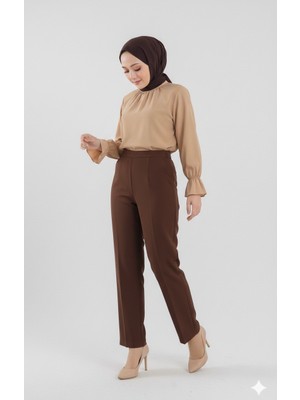 Cng Moda Poplin Kolu Fırfırlı Tesettür Gömlek