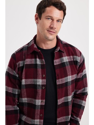 Tudors Erkek Slim Fit Dar Kesim Kareli Kışlık Oduncu Gömlek