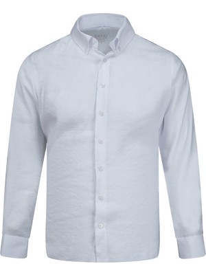 Hatemoğlu Beyaz Comfort Fit Düğmeli Yaka Uzun Kollu Gömlek