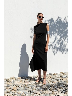 Kameya Drapeli Asimetrik Elbise 25S40760