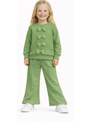 Zepkids Bisiklet Yaka Fiyonk Detaylı Benetton Renk Kız Çocuk Eşofman Takım