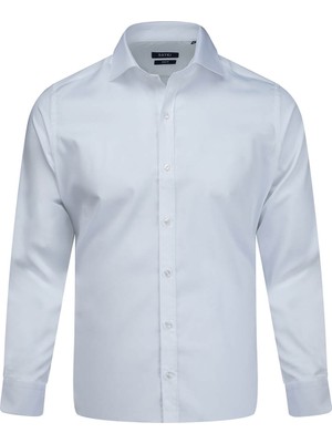 Hatemoğlu Beyaz Slim Fit Açık Italyan Yaka Pamuklu Saten Uzun Kollu Gömlek
