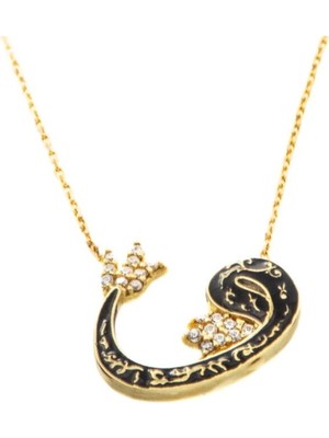 Altın Mineli Vav Model 8 Ayar Kolye A2694