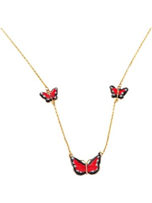 Altın Kelebekli Model 8 Ayar Kolye A2697