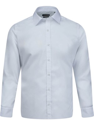 Hatemoğlu Beyaz Slim Fit Slim Yaka Pamuklu Uzun Kollu Gömlek
