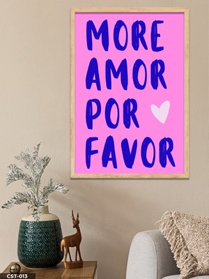 Evine Moda More Amor Por Favor Tek Parça Ahşap Çerçeveli Tablo