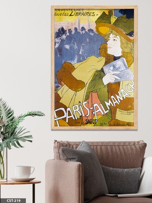 Evine Moda Paris Almanach Tek Parça Ahşap Çerçeveli Tablo