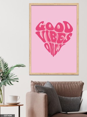 Evine Moda Good Vibes Only Kalp Tek Parça Ahşap Çerçeveli Tablo