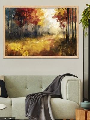 Evine Moda Sonbahar Tek Parça Ahşap Çerçeveli Tablo