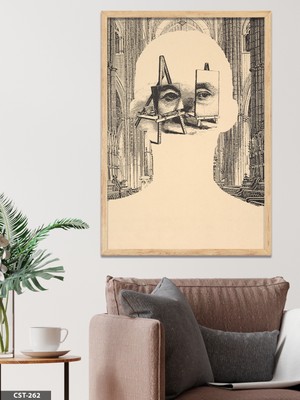 Evine Moda Lanny Sommese Karakalem Portre Tek Parça Ahşap Çerçeveli Tablo