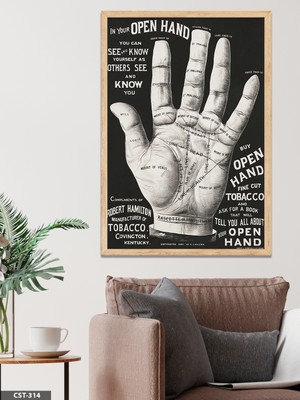 Evine Moda El Falı Tek Parça Ahşap Çerçeveli Tablo