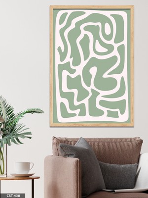 Evine Moda Yeşil Figür Tek Parça Ahşap Çerçeveli Tablo