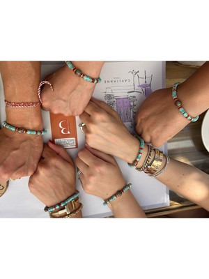 Çiğdem Mercan ve Turkuaz Taşlı Bileklik