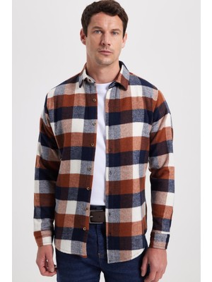 Tudors Erkek Slim Fit Dar Kesim Kareli Kışlık Oduncu Gömlek