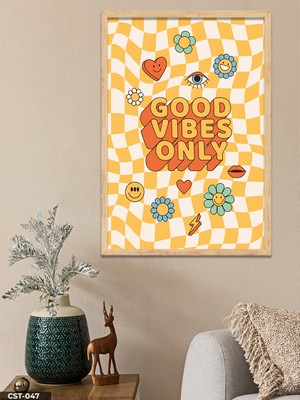Evine Moda Good Vibes Only Tek Parça Ahşap Çerçeveli Tablo