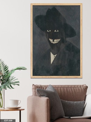 Evine Moda Siyah Gülen Portre Tek Parça Ahşap Çerçeveli Tablo