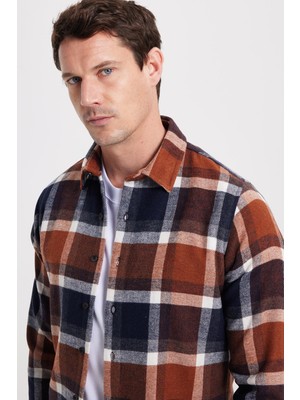 Tudors Erkek Slim Fit Dar Kesim Kareli Kışlık Oduncu Gömlek