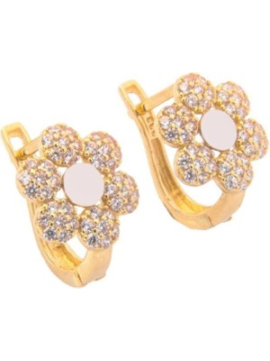 Altın Papatya Model 8 Ayar Küpe A4422