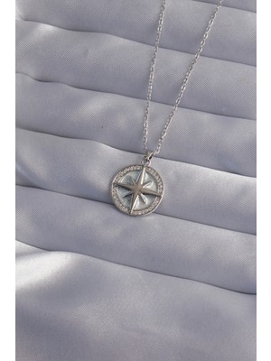 MiraLive 316L Çelik Zincir Gümüş Renk Zirkon Taşlı Kutup Yıldızı Kolye - TJ-BKO9012