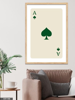 Evine Moda Krem Rengi Kupa Ası Tek Parça Ahşap Çerçeveli Tablo