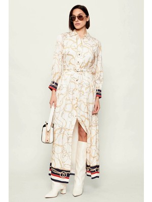 Guess Amanda Gömlek Yaka Kadın Çok Renkli Elbise 6RGK337439A-PM6Z