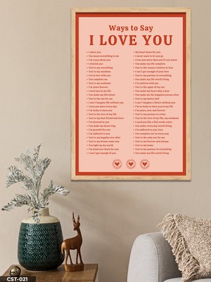 Evine Moda I Love You Tek Parça Ahşap Çerçeveli Tablo