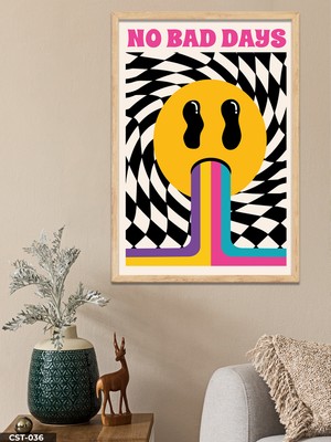 Evine Moda No Bad Days, Kötü Gün Yok Motto Tek Parça Ahşap Çerçeveli Tablo