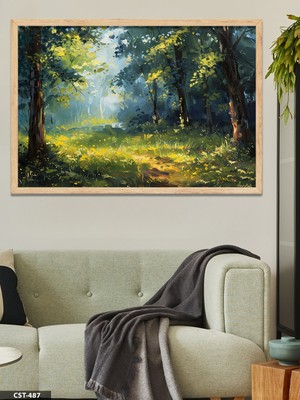 Evine Moda Orman Yolu Tek Parça Ahşap Çerçeveli Tablo