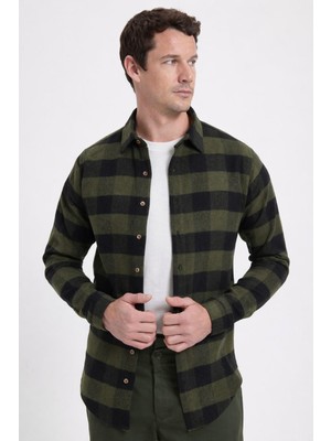 Tudors Erkek Slim Fit Dar Kesim Kareli Kışlık Oduncu Gömlek