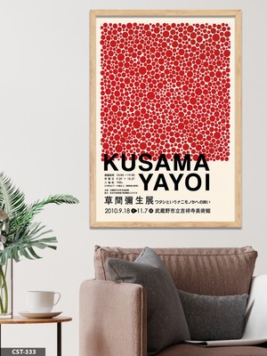 Evine Moda Yayoi Kusama Kırmızı Noktalar Tek Parça Ahşap Çerçeveli Tablo
