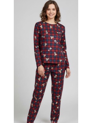 Karsel Premium Süet Dokulu Ayıcık Bordodesenli Pijama Takımı