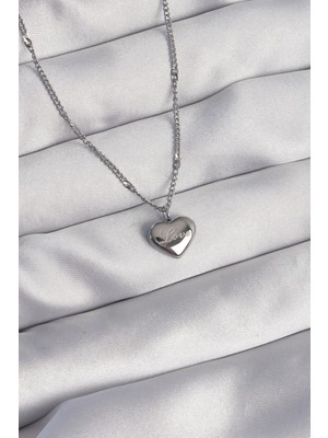 MiraLive 316L Çelik Gümüş Renk Kalp Model Love Kolye - TJ-BKO8932