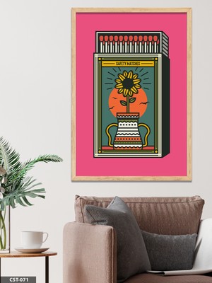 Evine Moda Renkli Portre Desenli Safety Matches Tek Parça Ahşap Çerçeveli Tablo